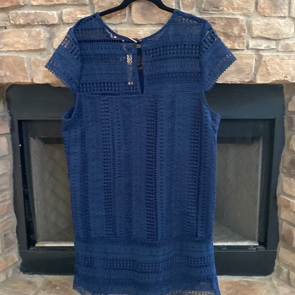 NWT Gibson Latimer navy blue lined lace dress. See through lace neckline. XL - Picture 2 of 13